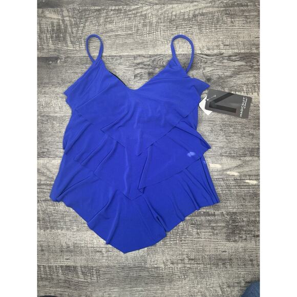Magicsuit Rita Tankini Swimsuit Top Size 10 Twilight Blue Tiered Layers TOP ONLY - Picture 11 of 11